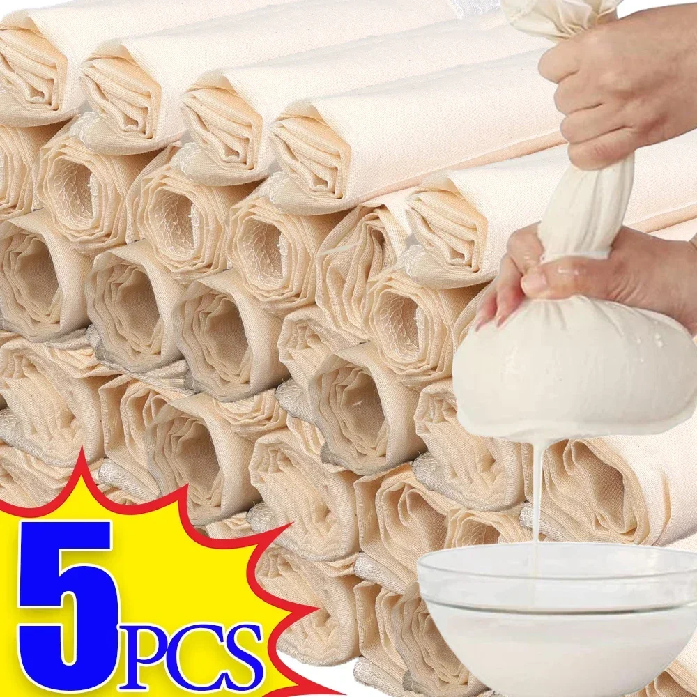 

5/1PC Filter Cloth Reusable Cotton Fiber Mesh Strainer Cheese Beer Tofu Homebrew Filter Cloth Kitchen Food Ferment Strainer Tool
