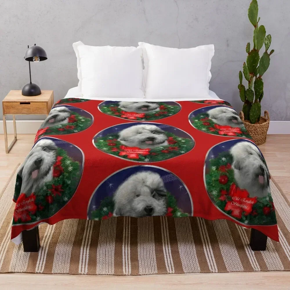 Old English Sheepdog Christmas Gifts Throw Blanket