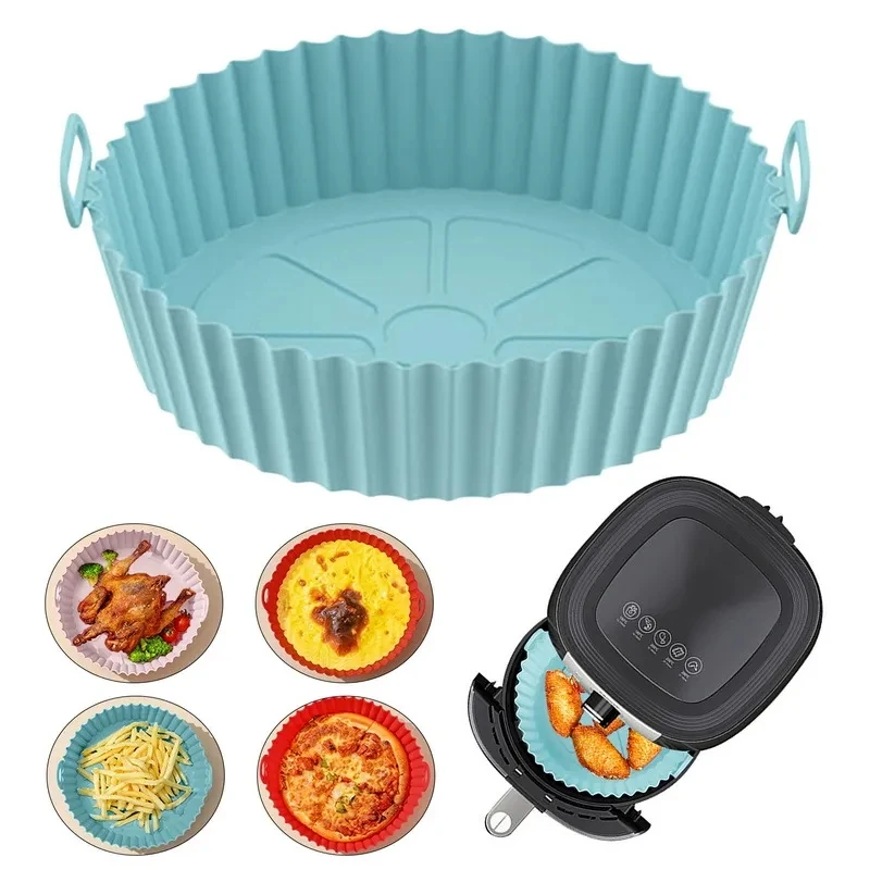 Silicone Basket Pot Tray Airfryer Liner For Air Fryer Reusable Container Accessories Pan Baking Mold Canister Shape Protector