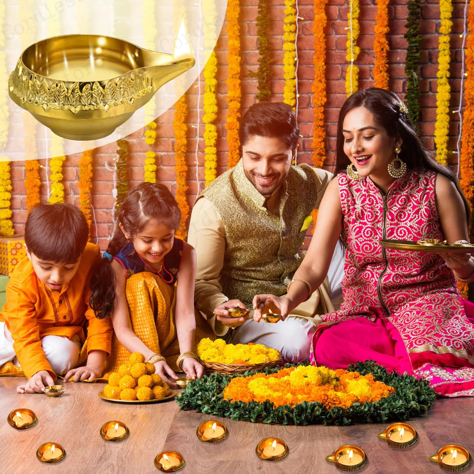 4-50Pcs Diwali Diya Lamp Brass Oil Lamp Copper Butter Lamp Holder Traditional Indian Oil Lamp for Puja Kuber Indian Diwali Gifts