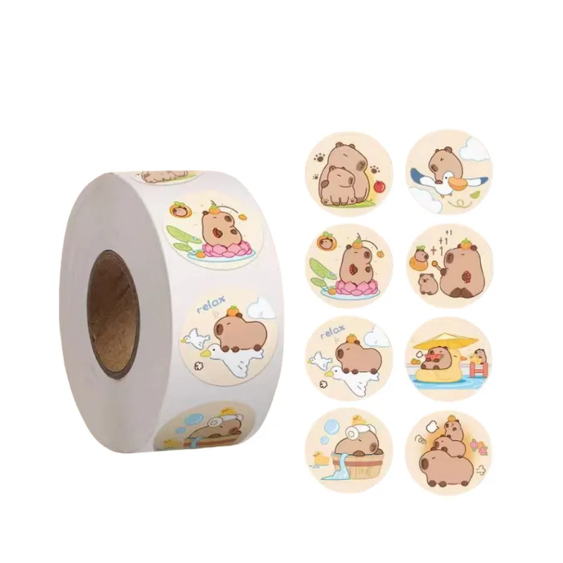 Niedliche Cartoon-Braune Capybara-Aufkleber 400 Stück Molliges Tier-Design DIY Scrapbook Handy Wandtattoo Belohnungs-Siegel-Etikett Kinderspielzeug – Detail 6