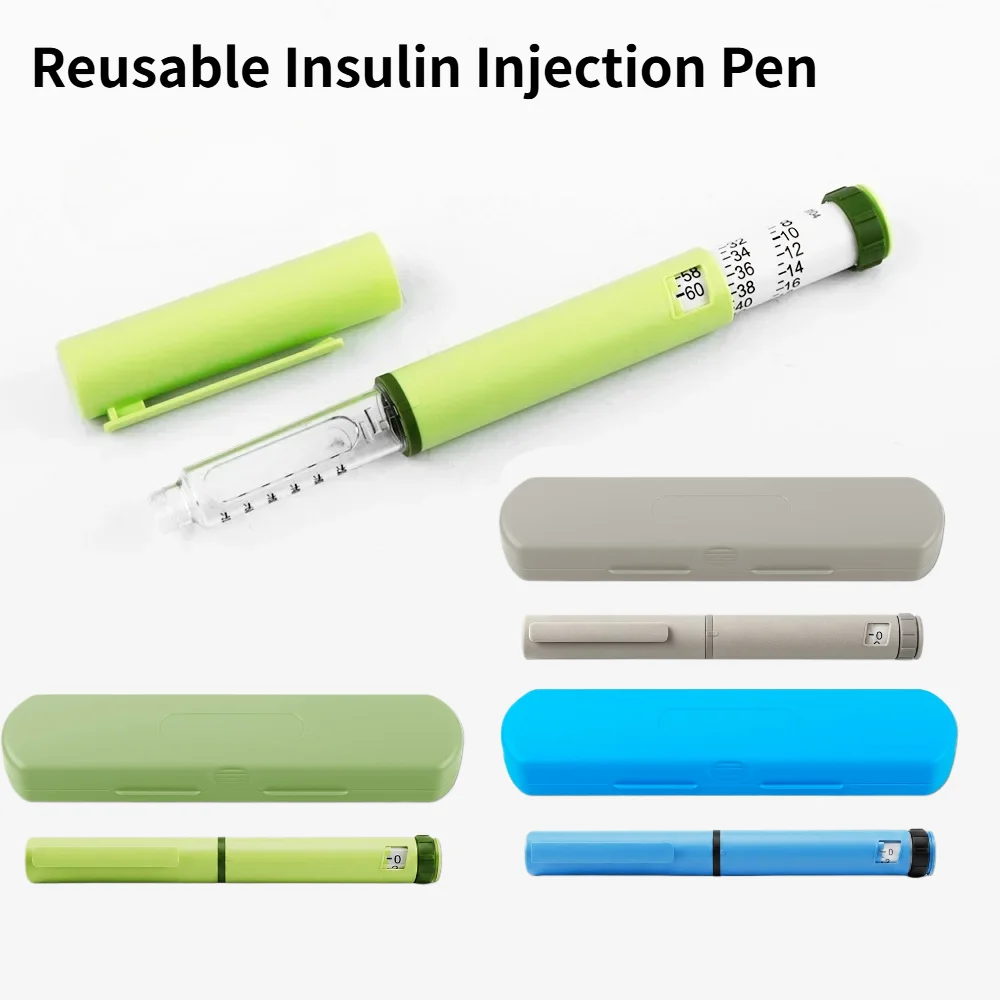 2/1PC Reusable Insulin Injection Pen with Adjustable Dose Dial, Compatible with 3ml Cartridge, Durable Portable Insulin Injector