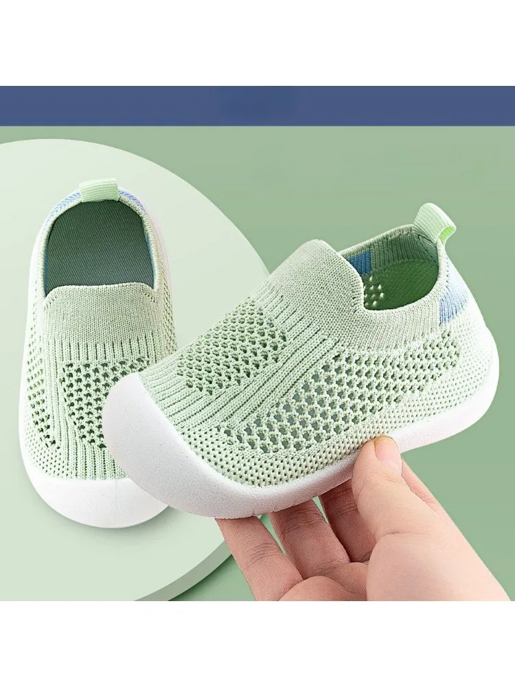 Dziecko wiosna/lato skarpetki z miękką podeszwą buty siatkowe unisex dziecięce antypoślizgowe skarpetki podłogowe dziecięce 0-3T lekkie miękkie buty do chodzenia — zdjęcie 2