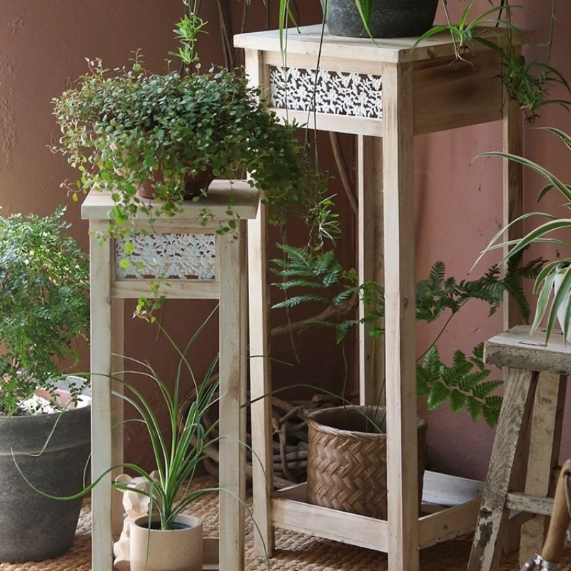 

Shelf flower pot flower shelf flower few living room balcony retro and old