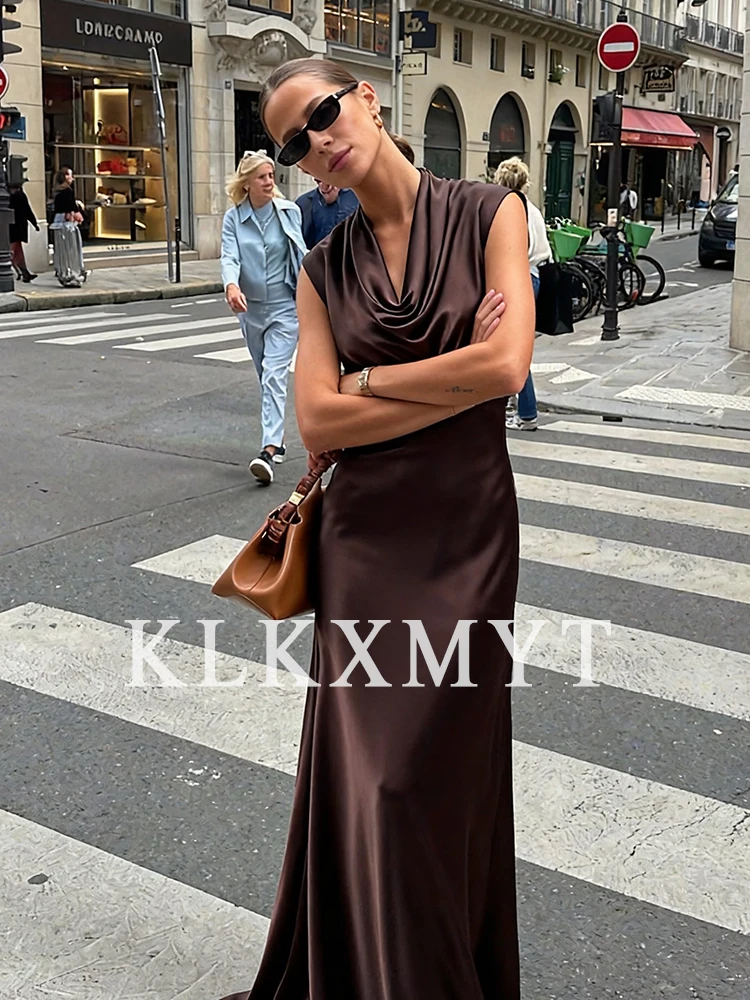 Sukienki damskie seksowne 2025 lato moda damska bez rękawów z odkrytymi plecami marszczona sukienka typu halter elegancka sukienka damska na imprezę w stylu high street długa sukienka