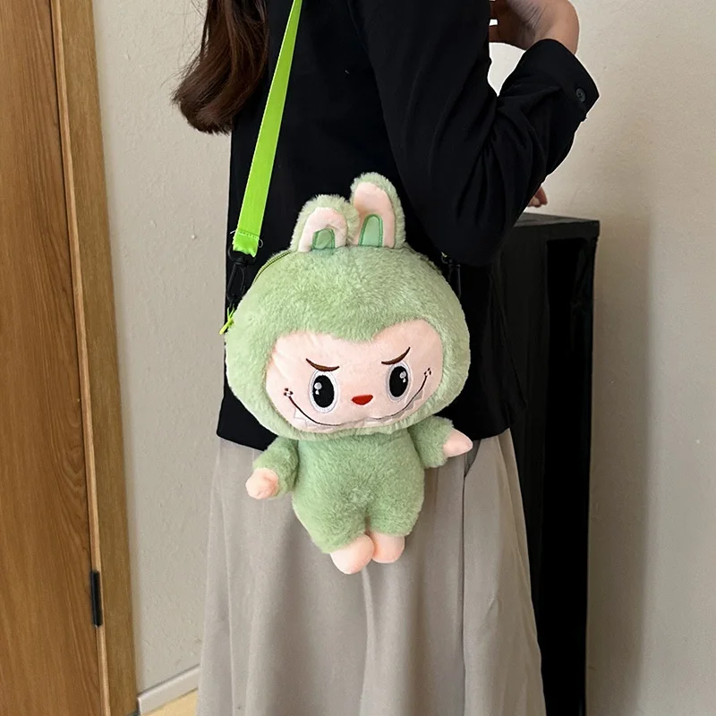 35 cm Labubu Umhängetasche Niedliche Cartoon-Plüschpuppe Rucksack Umhängetasche Monster Outdoor Reisetasche Girly Herzfarbe Spielzeug Geschenk