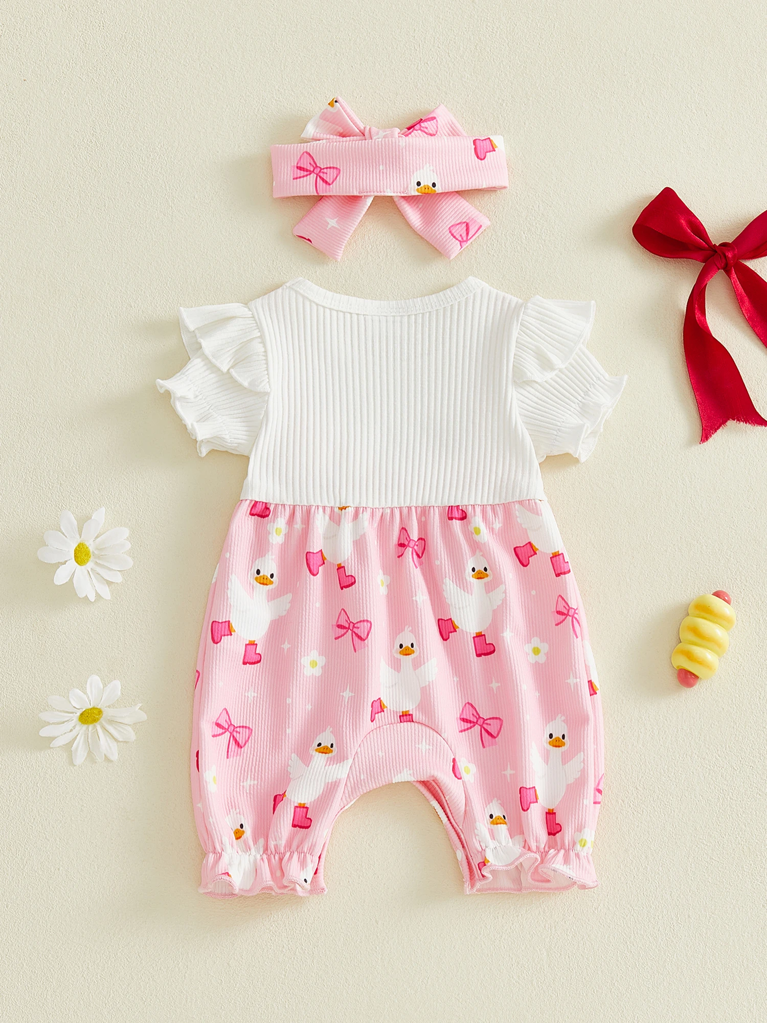 

Комбинезон из двух предметов для маленьких девочек без рукавов с цветочным принтом и подходящей повязкой на голову для летних игровых знаков и вечеринок