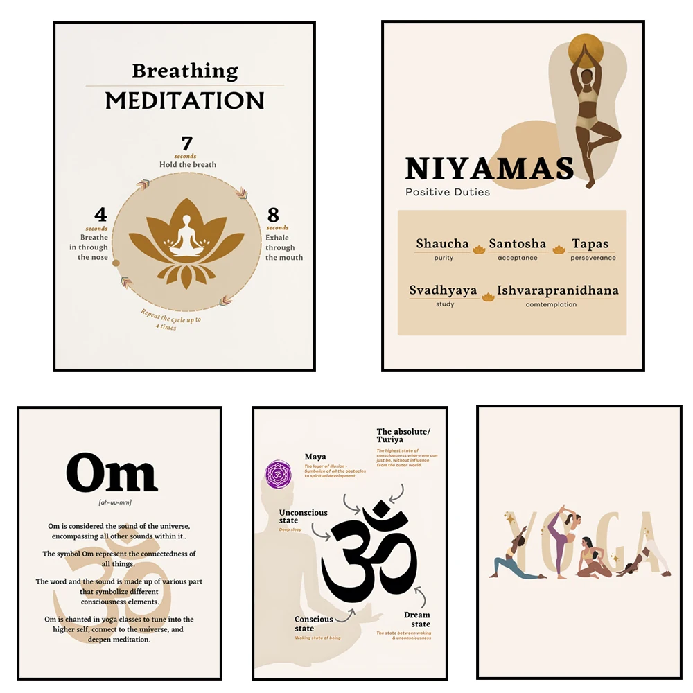 yoga poster, yamas nyamas, ashtanga yoga, om shanti poster, breath meditation, art of om definition, mindfulness, yoga chanting