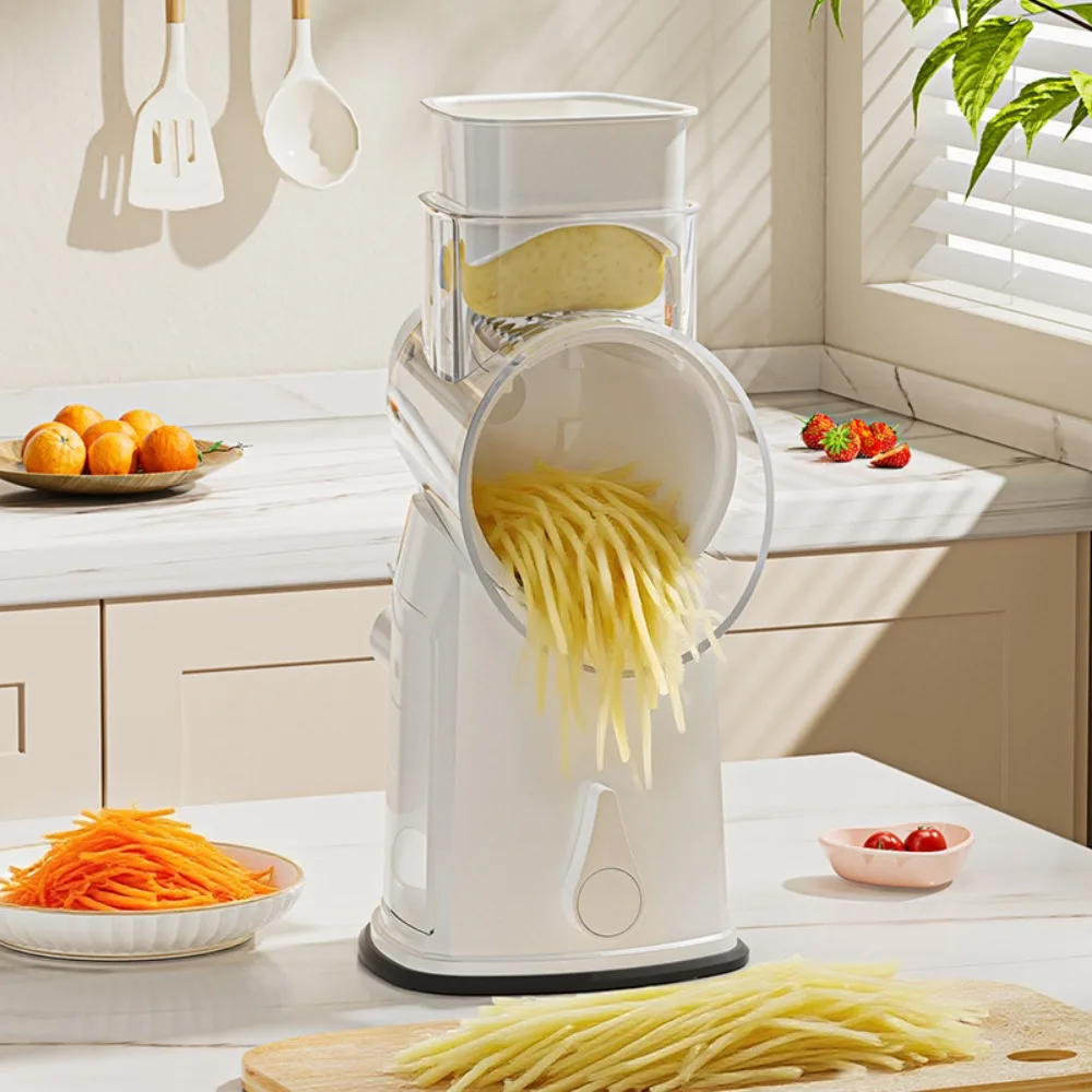 

Manual Hand-Crank Vegetable Slicer Detachable Household Rotary Cheese Grater Non-slip Suction Bas 6/10 Blades Kitchen Scraper