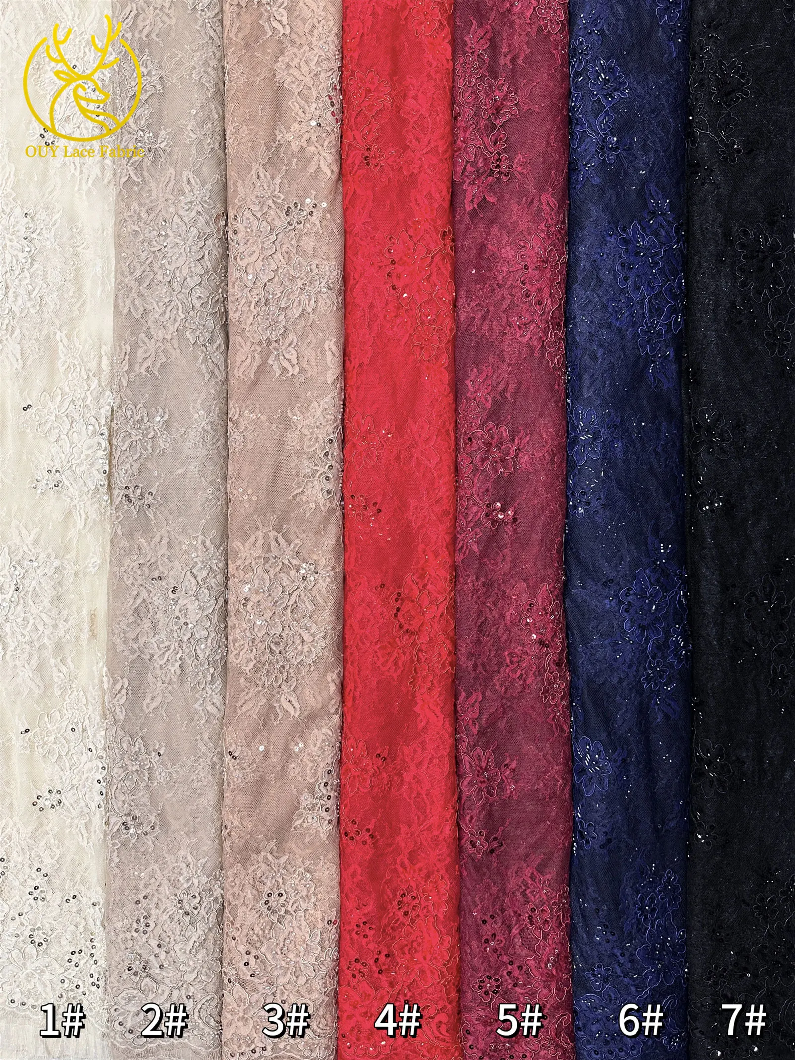 Elegante, exquisite, würdevolle, neue, modische, handgefertigte, perlenbesetzte, mit Pailletten bestickte Netzspitze, vollständig mit Perlen besetzt, für Damen-Hochzeitskleider – Detail 24