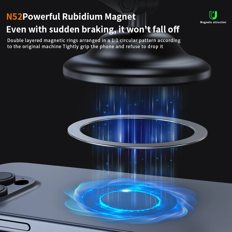 강력한 자석 자동차 용 휴대 전화 마운트 확장 가능한 접이식 회전 미끄럼 방지 흡입 컵 다목적 안정적인 인테리어 홀더
