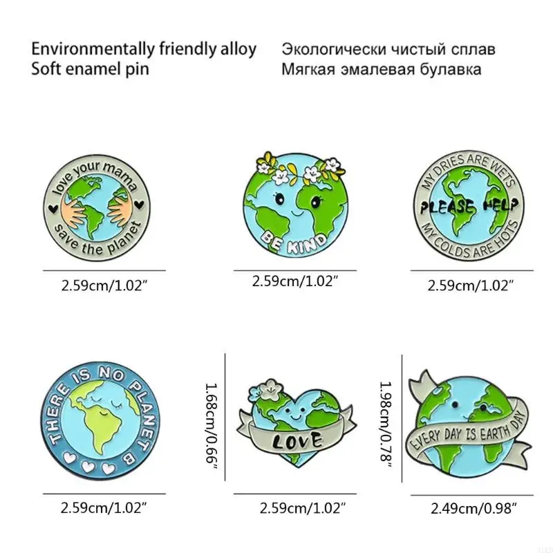 31KD Earth Caring Enamel Pin Environmental Protections Brooch Fashionable Green Planet Badge Trendy Jewelry Gift for Shirt