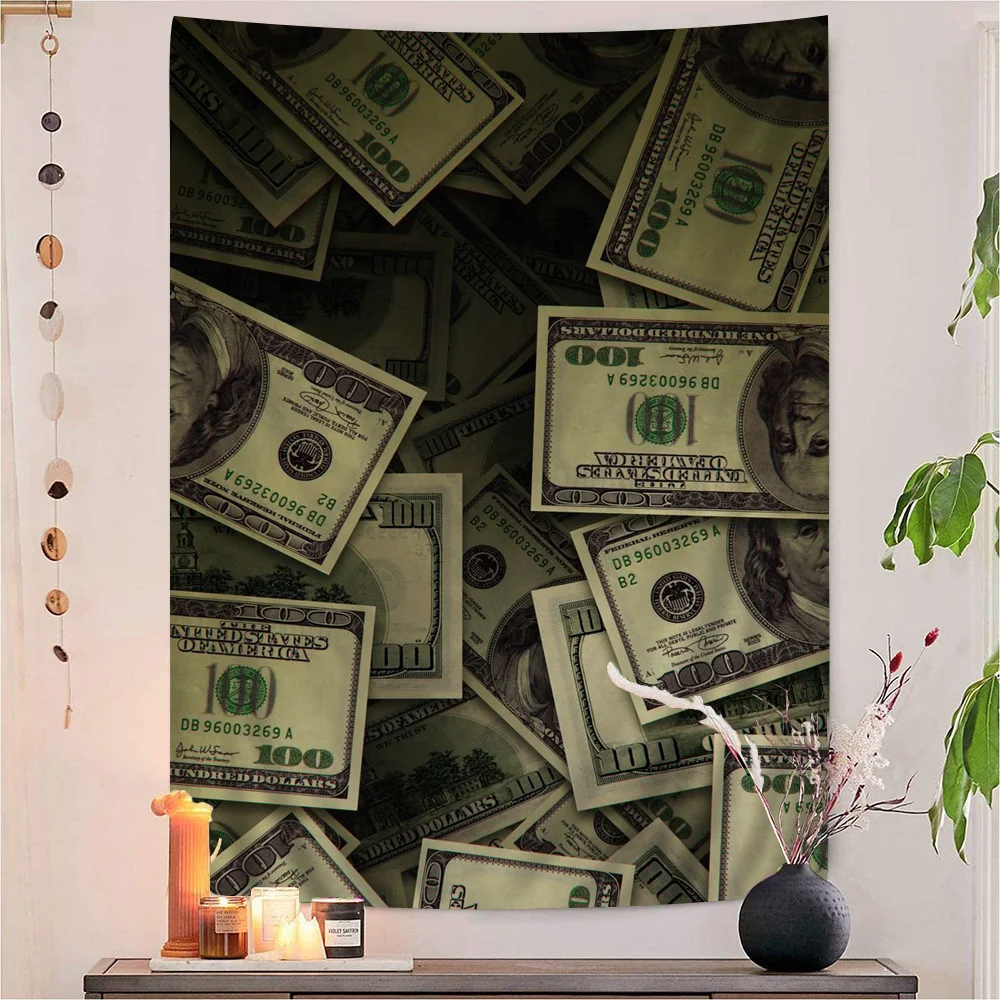 Dollar Cash Money Colorful Tapestry Wall Hanging Hanging Tarot Hippie Wall Rugs Dorm Wall Art Decor