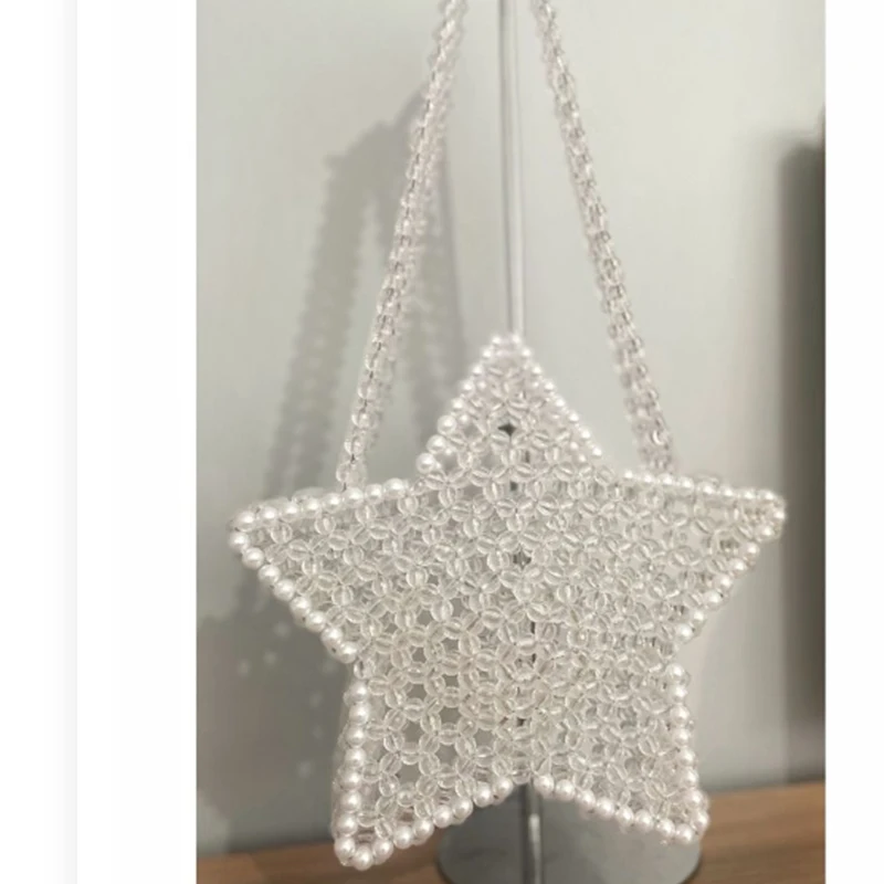 

Hot Selling Fashion Women's Bag New Pentagram Ins Design Shoulder Bags Customizable Color Handmade DIY Bead Party Handbag