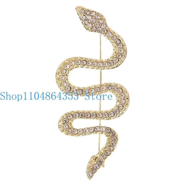 652F Creative Gold Snake Brooch Decors Suitable For Various Outfits And Gatherings