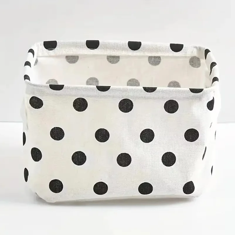 2pcs Cotton And Linen Desktop Storage Box Small Foldable Canvas Storage Basket With Handle Small Fresh Waterproof Storage Basket