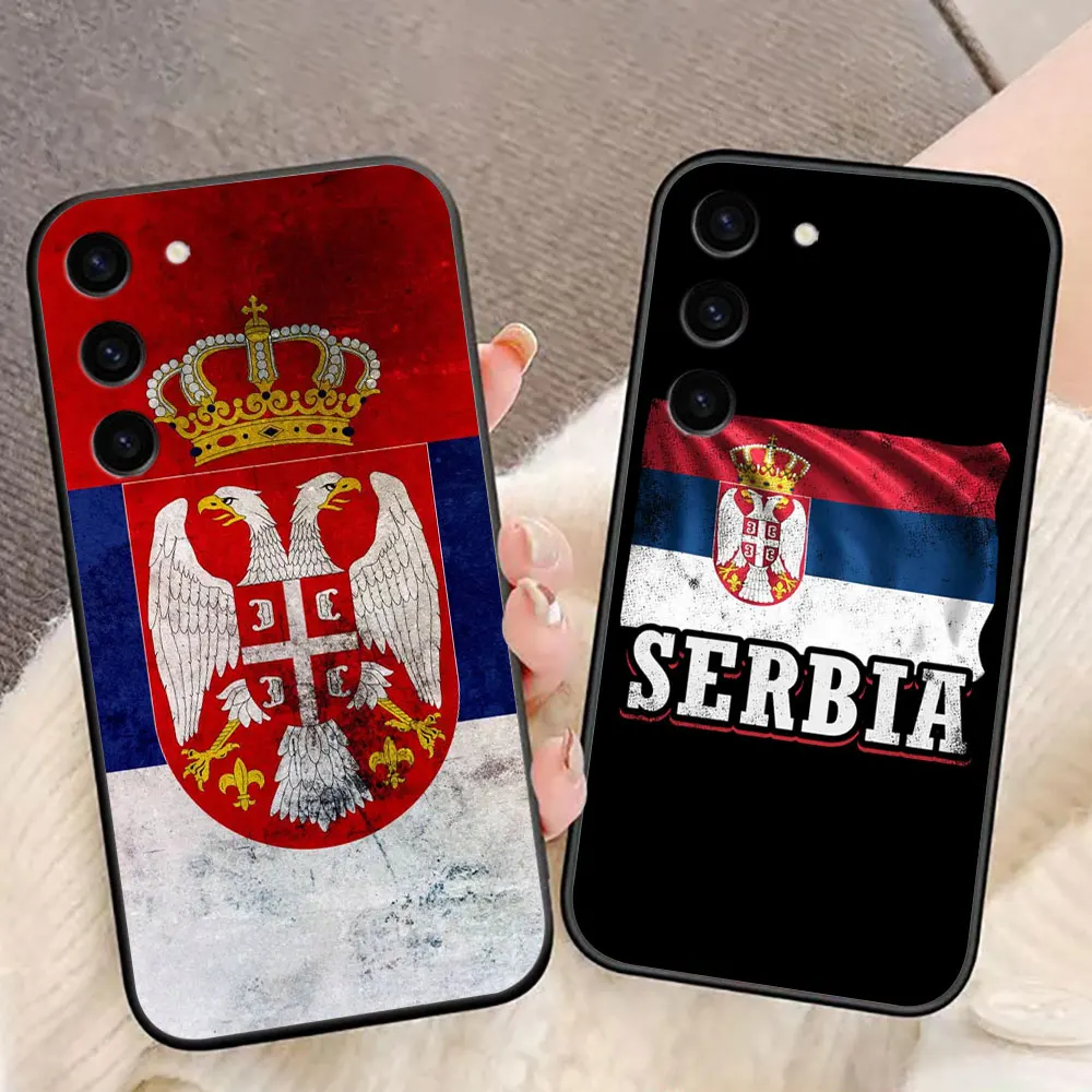 Flag Of Serbia Phone Case For Samsung Galaxy S24 S23 S22 S21 S20 FE S10 M54 M53 M33 LITE Silicone Case Funda Coque Shell Cover