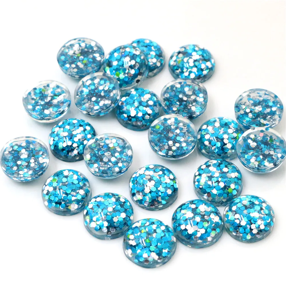 40pcs 12mm New Fashion Peacock Blue, Green and White Mix color Flat Back Resin Cabochons Cameo  G3-38