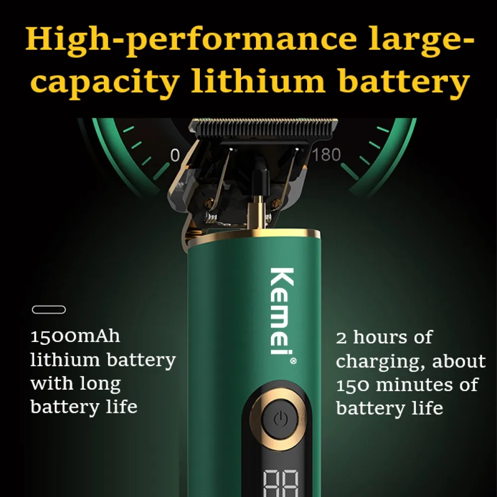Kemei-cortadora de pelo profesional KM-V150 para hombres, máquina de corte de pelo eléctrica con Base, pantalla Digital LCD