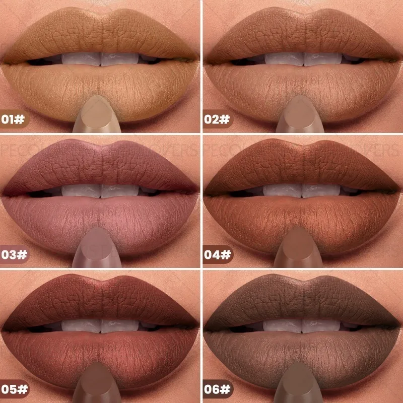 1pcs Multi-color Lipstick, Brown Lip Gloss, Waterproof and Long-lasting, Full and Charming Lips, Lip Cosmetics