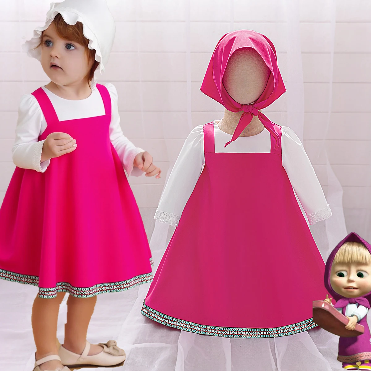 

Lolita Masha Cute Bears Baby Girls Dress Toddler 1st Birthday Party Princess Dress for Baby Maid Wedding Bridesmaid Kids Clothes