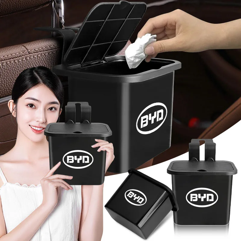 

Car Trash Can Hanging Garbage Organizor Auto Badge Seat Back Storage Box for BYD M6 G3 G5 T3 13 F3 F0 S6 S7 E5 E6 L3 Valve Stems