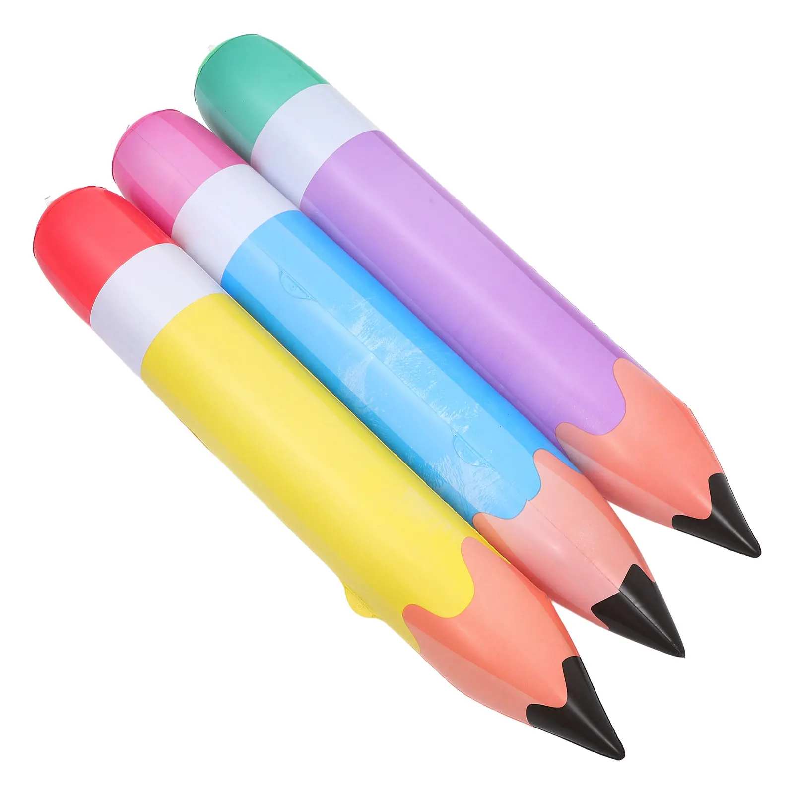 

3Pcs Giant Inflatable Pencil Decorations PVC Lightweight Adorable Cartoon Design for Party Classroom Back to School Photo Prop