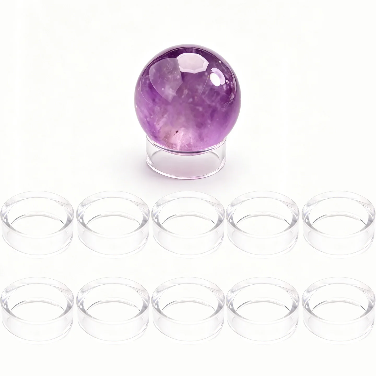 10Pcs Clear Acrylic round Stand Small Plastic Ball Holder for Baseball Golf Crystal Spheres Display Base