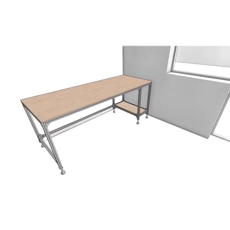 Birch solid wood computer desk worktable ocean plate desk aluminum profile rectangular table integrated table cabinet