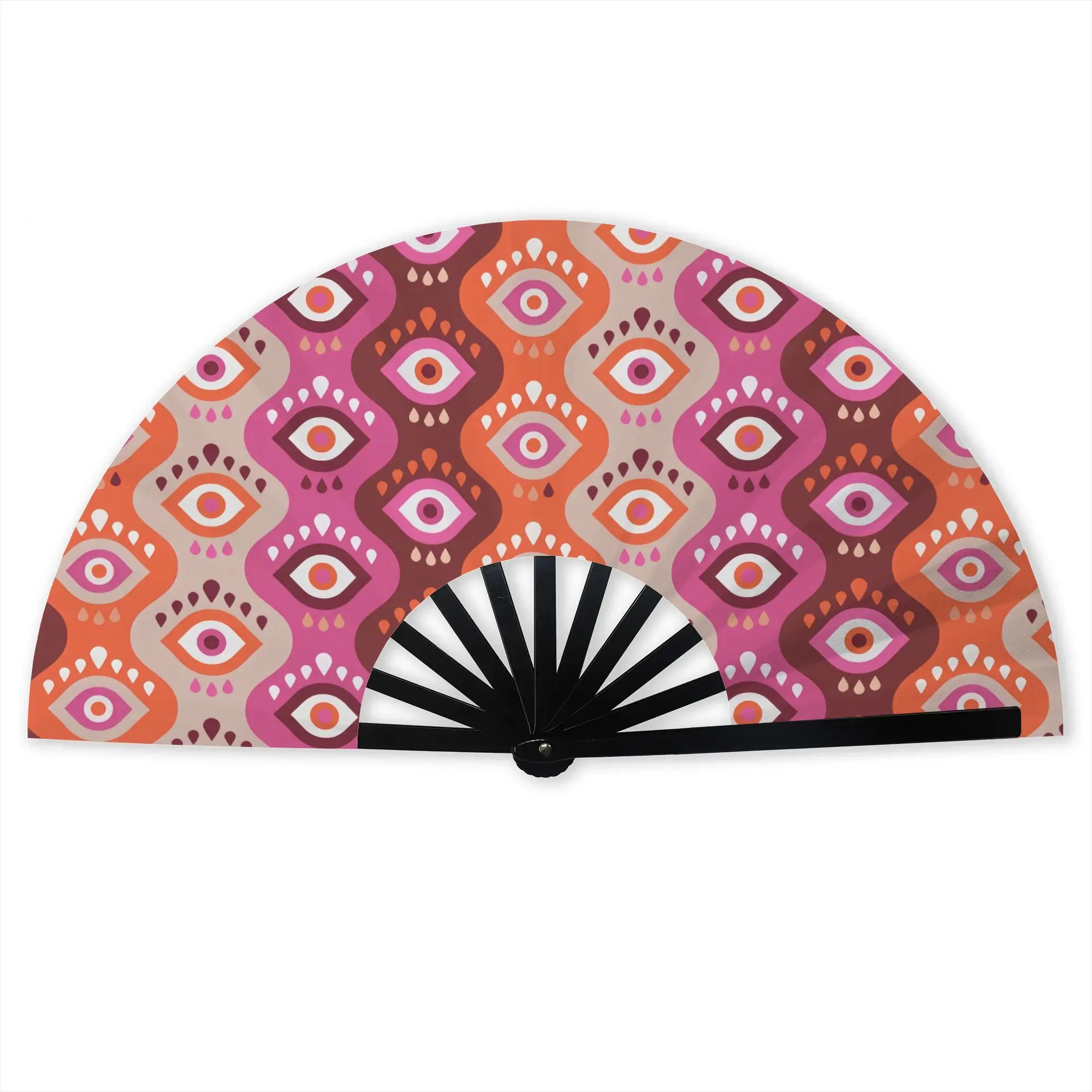 Wavy Evil Eye  Traditional Folding Fan Chinese Style Hamsa Lucky Charm  High-Quality Fans Gift  Exquisite Decorative Hand Fan