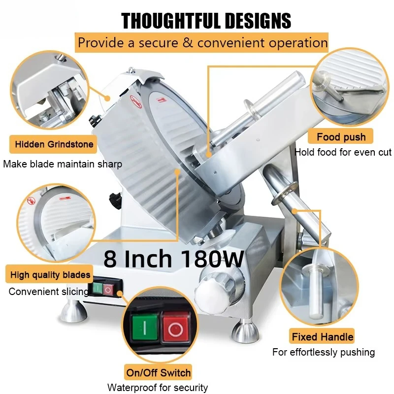 

8 Inch 220ES-8 180W Commercial Semi-Automatic Meat Slicer New Electric Frozen Meat Sausage Cutting Machine Factory Direct