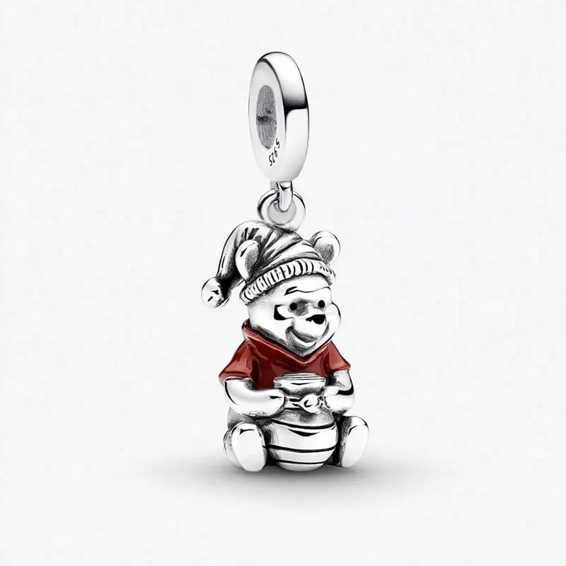 

925 Sterling Silver Charm Disney Winnie the Pooh Christmas gift for Original DIY Bracelet support engraved pendant Jewellery