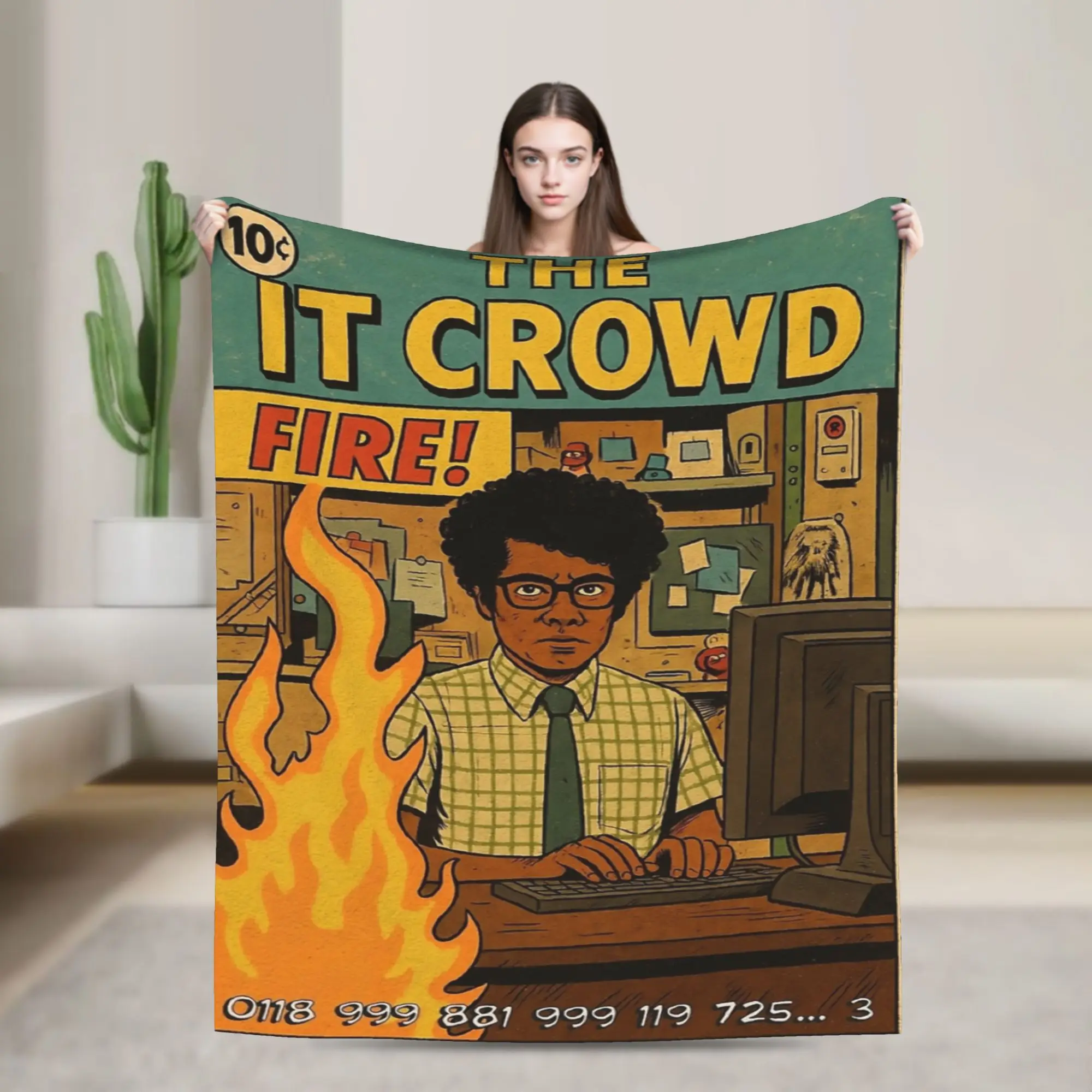 The IT Crowd Fire! Blanket Flannel All Season  Multi-function Warm Throw Blankets for Bedding Car Rug Piece