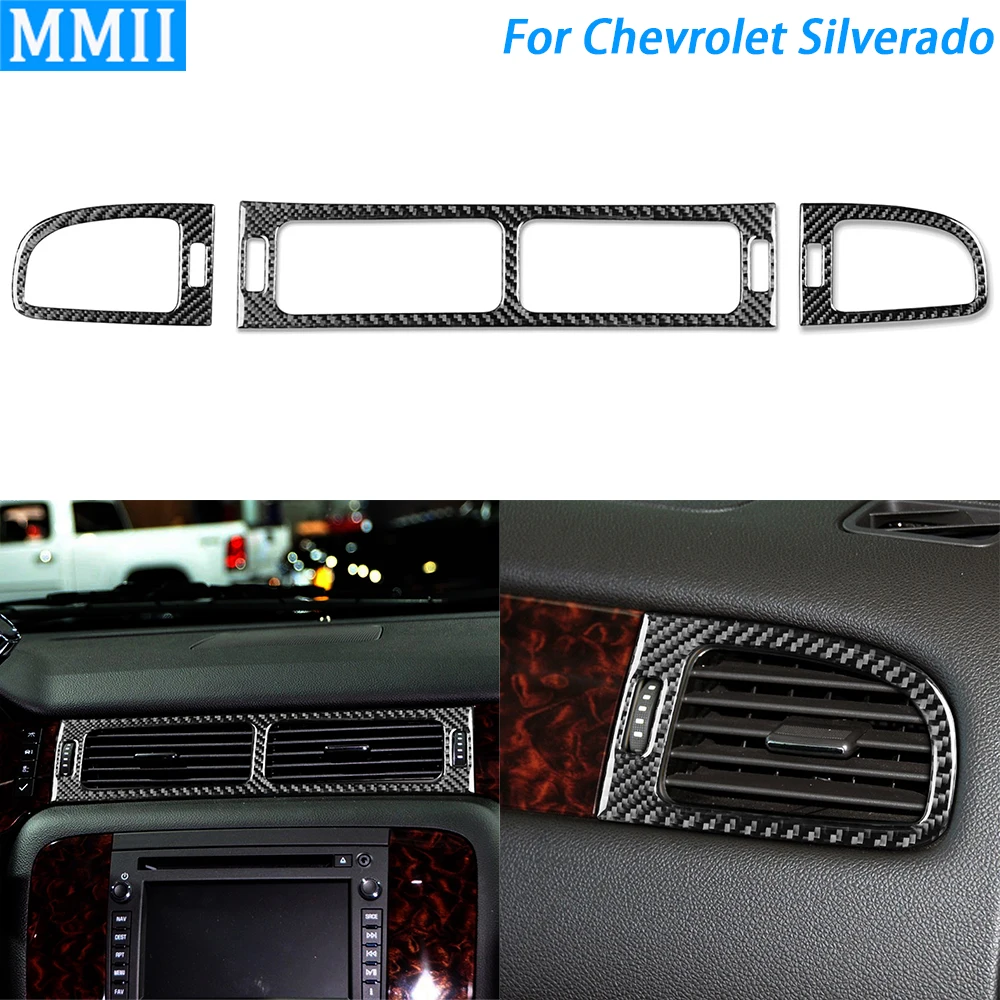 

For Chevrolet Silverado Tahoe GMC Avalanche LTZ Sierra SLT 07-13 Carbon Fiber Central Air Outlet Cover Suit Car Interior Sticker