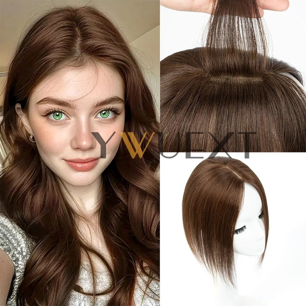 

Топперы для волос 7x11 см, средняя часть, женский топпер из натуральных волос с кружевными зажимами на основе, светлые, коричневые, человеческие шиньоны