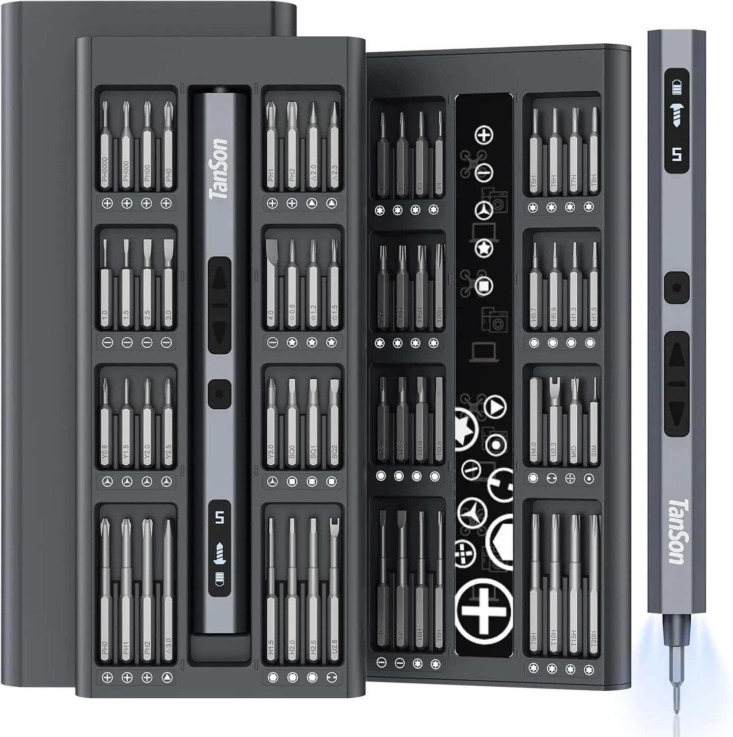 

Mini Electric Screwdriver Set, 3.7V Precision Tool with HD Display, 5 Torque Settings, LED Lights for Electronics Repair