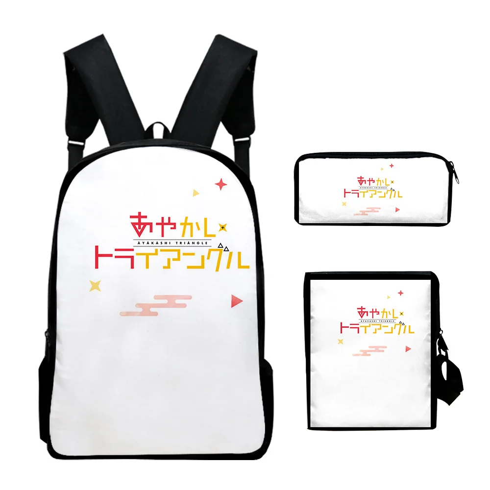 Classic Ayakashi Triangle Anime 3D Print 3pcs/Set pupil School Bags Laptop Daypack Backpack Inclined shoulder bag Pencil Case