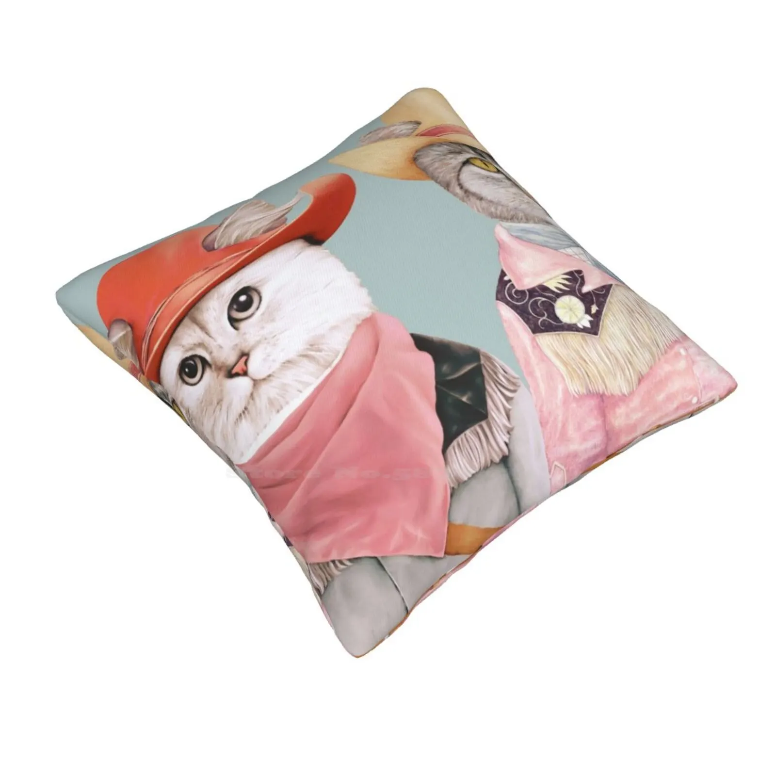 Cowboy Cats Funny Cute Decor Square Pillowcase Colorful Cats Cowboys Rodeo Lgbtq Animals Miaximalist Cowgirl Meowdy Howdy