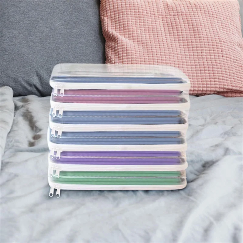 L/M Bliss bin Transparent Zippered Pouch Storage Zipper Toy Organizer Hard Plastic Pencil Case Makeup Storage Organizer Home Box