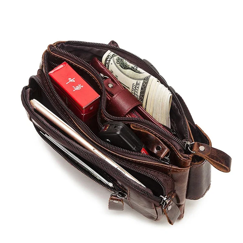 Fashion Waist Packs Men Genuine Leather Organizer Travel Chest Bag Necessity Waist Belt Mobile Phone Small Bum Bag bolso hombre