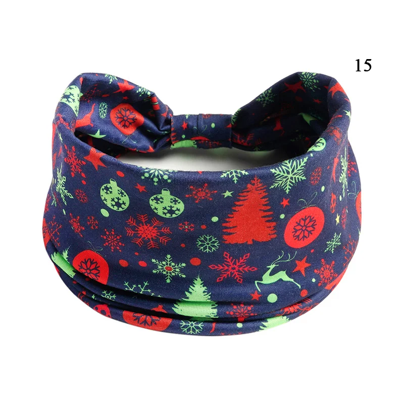 Christmas Printed Headband Sport Yoga Wide-brimmed Hairband Santa Claus Elk Elastic Hair Band Xmas Hair Accessories Headwear