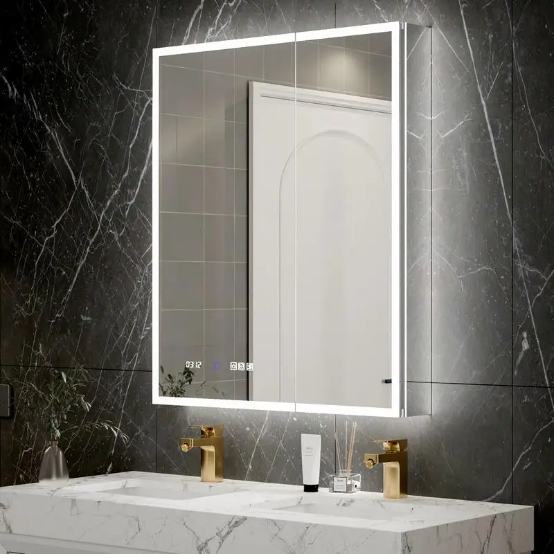 

30x36 Inch Smart LED Medicine Cabinet with GFCI Outlet, Blum Hinges, Front & Backlit Design, High-Power Outlet, Stepless