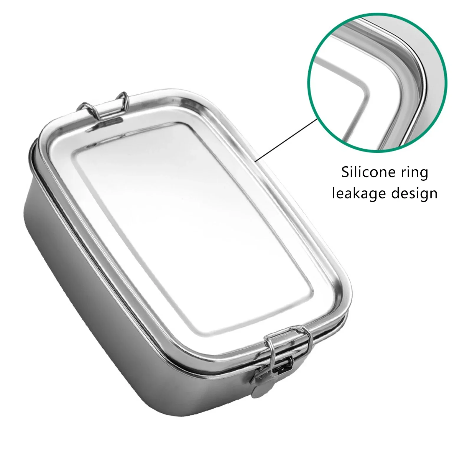 1200ML Stainless Steel Lunch Box Metal Leak Proof Lightweight Bento Container for Sandwich Snack Salad Dishwasher Safe