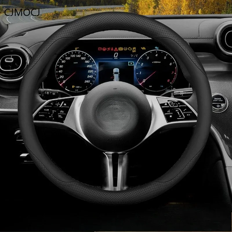 

Leather Steering Wheel Cover for Mercedes-Benz E300L/GLC260/GLB220/C260L/A200 - Anti-Slip Universal Fit (35cm-38cm)