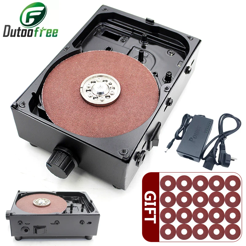 

100W 110V/220V Mini Bench Disc Sander DIY Polishing Grinding Machine 7 Speed Grinder Electric Edge Sharpener 20/40PCS Sandpaper