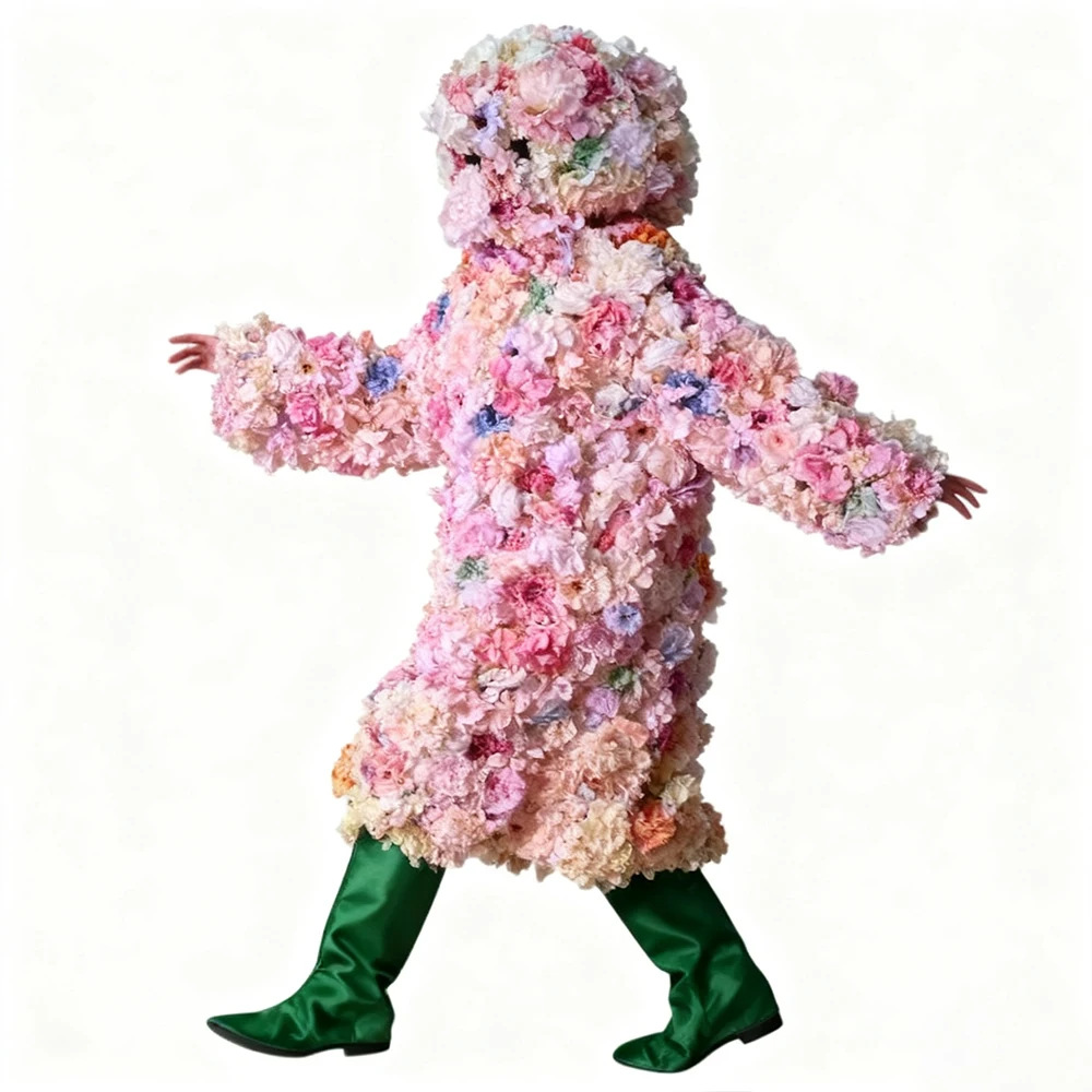 

Full Body Flower Jumpsuit Flower King Doll Costume Colorful Plastic Cute Fluffy Flower Costume for Stage Carnival Performance