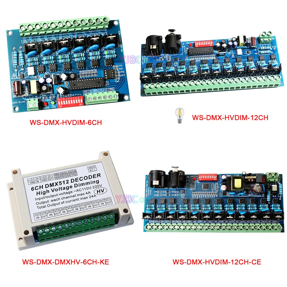 

Высоковольтный DMX512 декодер 110 В 220 В переменного тока диммер 6 каналов 12 каналов DMX RGB RGBW контроллер для освещения, полосы, лампы, ленты освещения