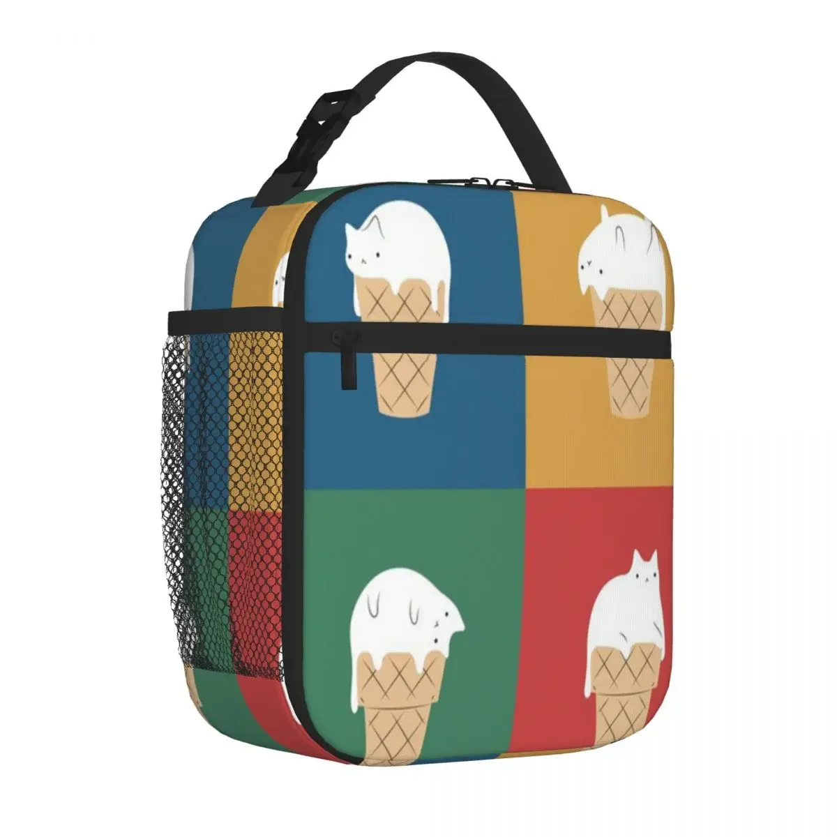 Bestselling Cat Ice Cream 2x2 Mens Style Insulated Food Bag High School Meal Bag