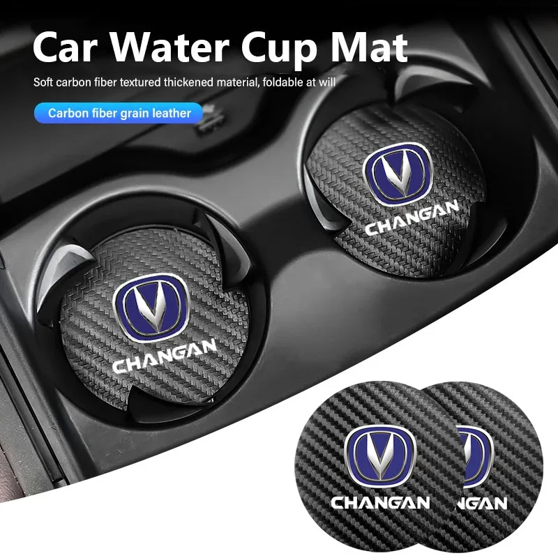 Leather Car Coaster Anti-Slip Water Cup Slot Pad For Changan CS75 CS35 Plus CS15 CS95 RAETON CX70 CS55 EADO CX20 Alsvin CS15EV