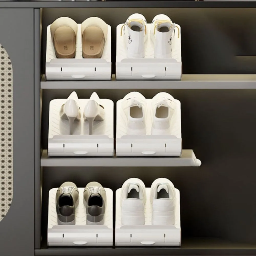 

V Shape Self-Aroma Shoe Rack Double Layer Space Save Shoe Stacking Partitions with Mothball Adjustable Layered Shoe Organizer